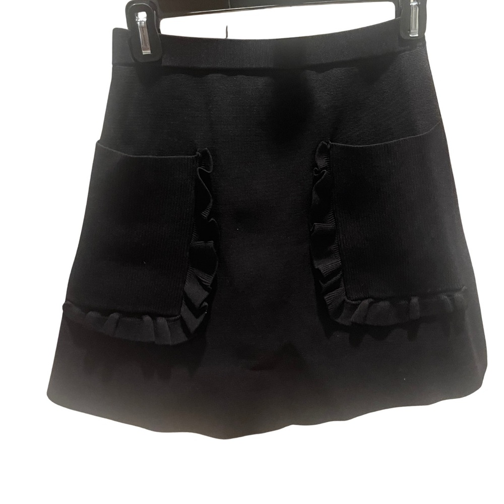 Sandro Paris Black Knit Mini Skirt with Ruffle Pockets size- small (1)